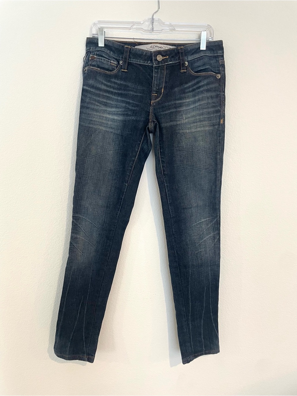 Ed Hardy Easy Rise Boot Women's Jeans in Dark Blue Wash